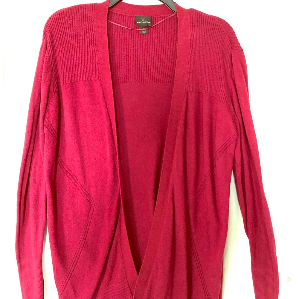 Worthington Red/ Wine Knit Cardigan Jacket Sweater